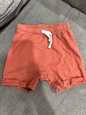 Kids Rust-Red Cotton Drawstring Shorts